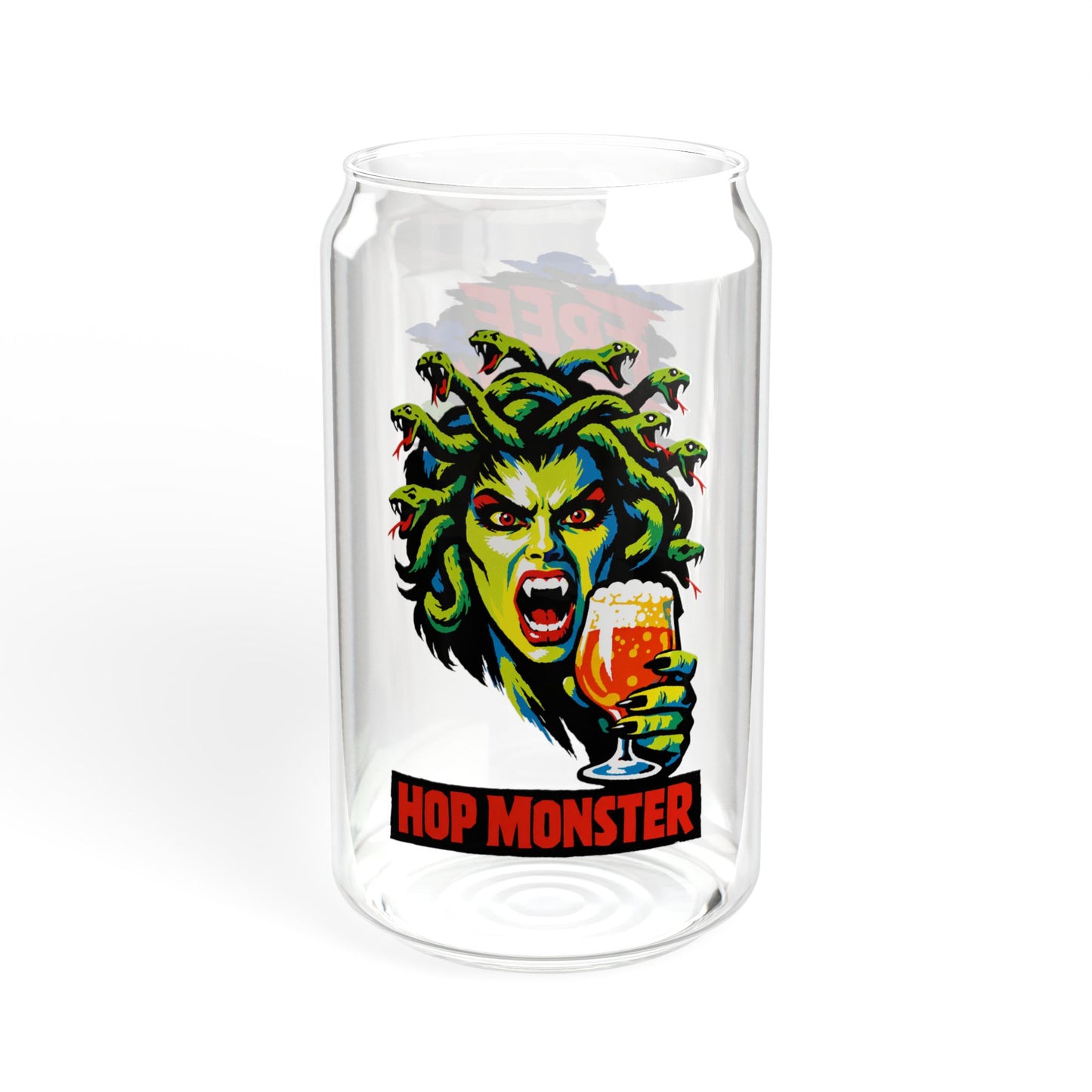 "Hop Monster Gorgon" - 16oz Retro Horror Can Glass