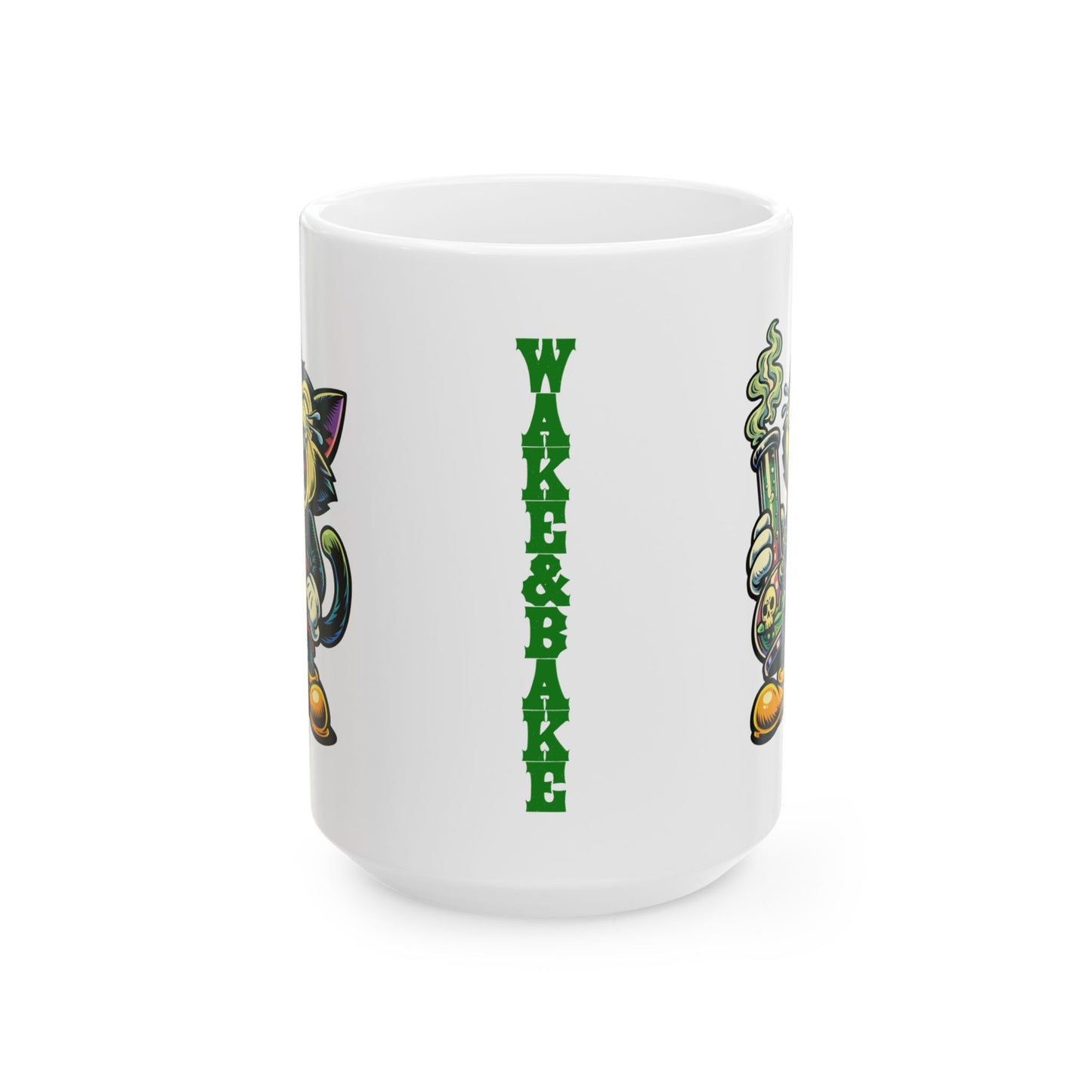 "Official Wake & Bake Cat" - 15oz Coffee Mug
